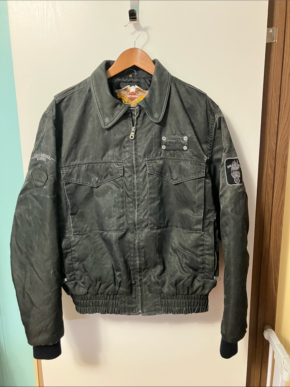 Harley-Davidson Black Nylon-Blend Bomber Jacket - Men's